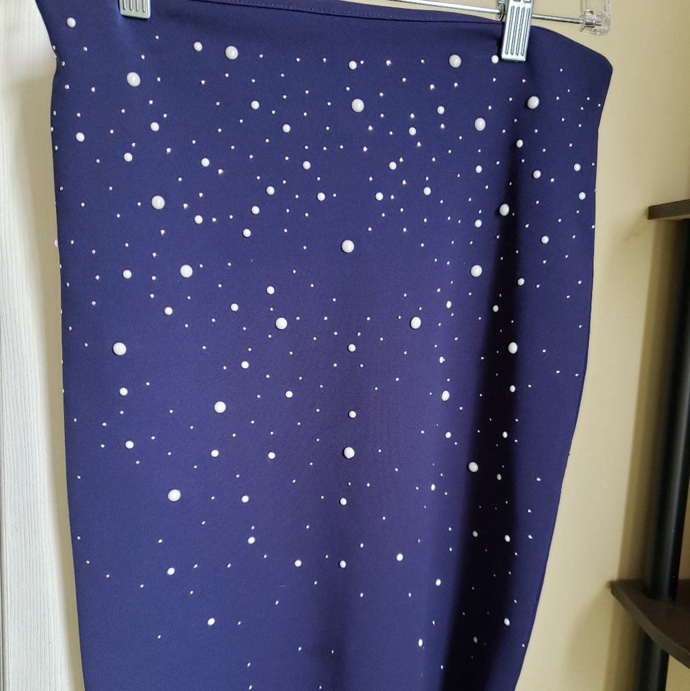 Navy Blue Studded Pencil Skirt!